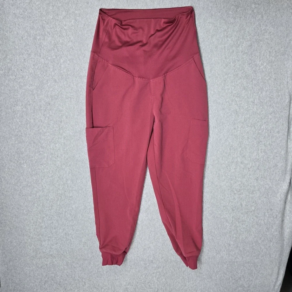 Mandala Women Scrub Pants PM Petite Pink Maternity Cargo Jogger Equa-Tek